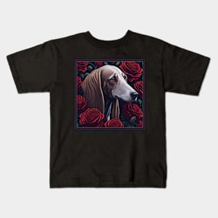 Saluki red roses Kids T-Shirt